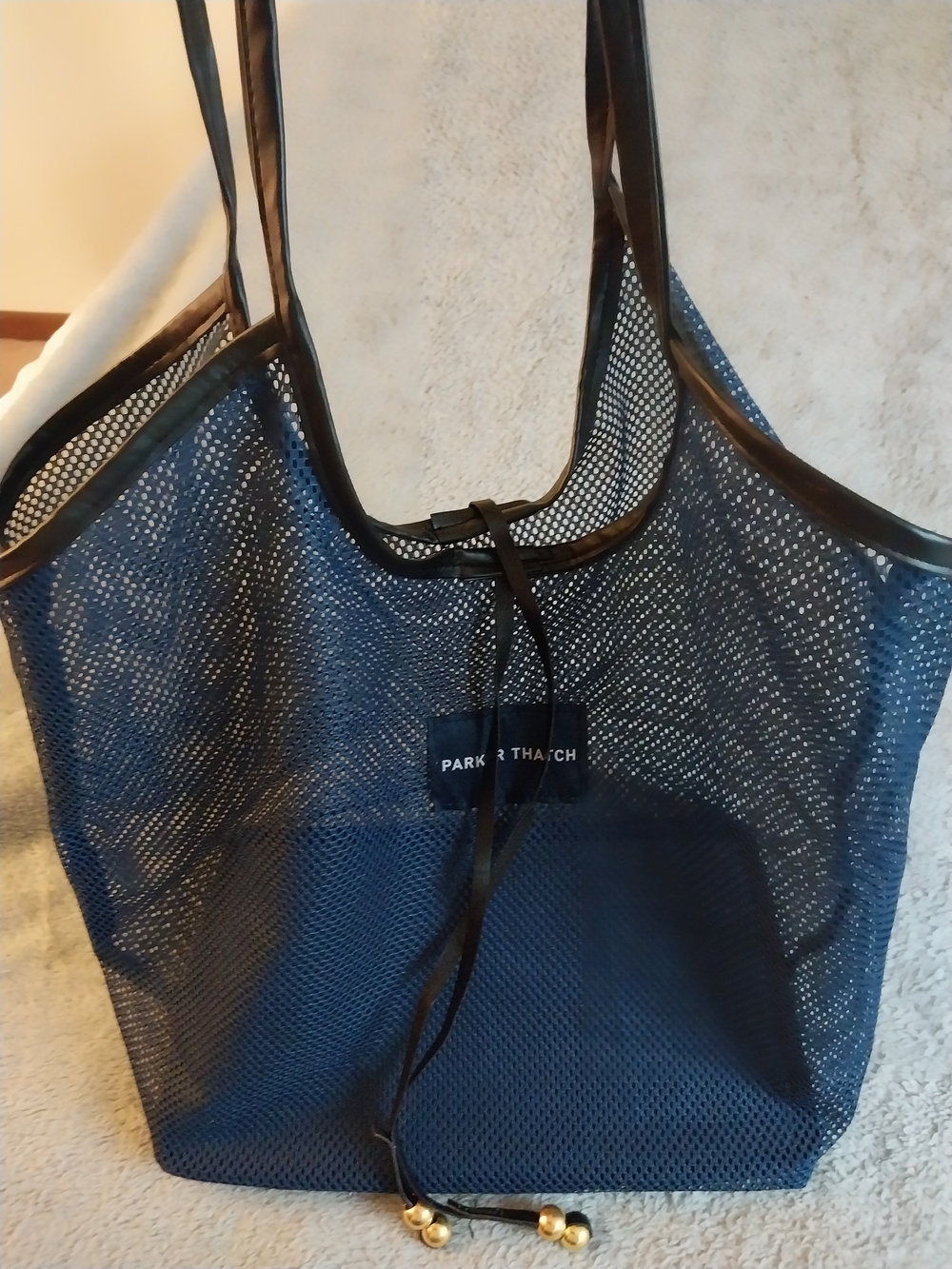 Parker Thatch Navy Mesh Tote Bag